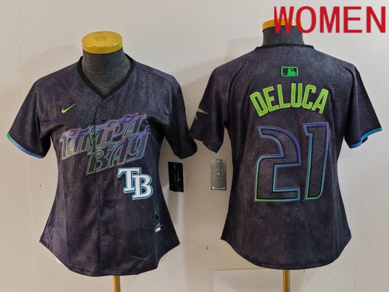 Women Tampa Bay Rays #21 Deluca Black City Edition Nike 2024 MLB Jersey style 5